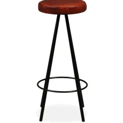 vidaXL 9-delige Barset massief gerecycled hout en echt leer