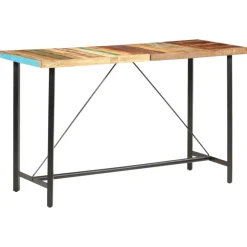 vidaXL 9-delige Barset massief gerecycled hout en echt leer