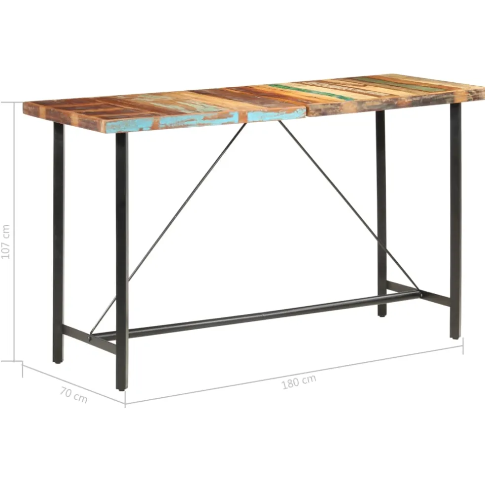 vidaXL 9-delige Barset massief gerecycled hout en echt leer
