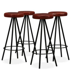 vidaXL 9-delige Barset massief gerecycled hout en echt leer