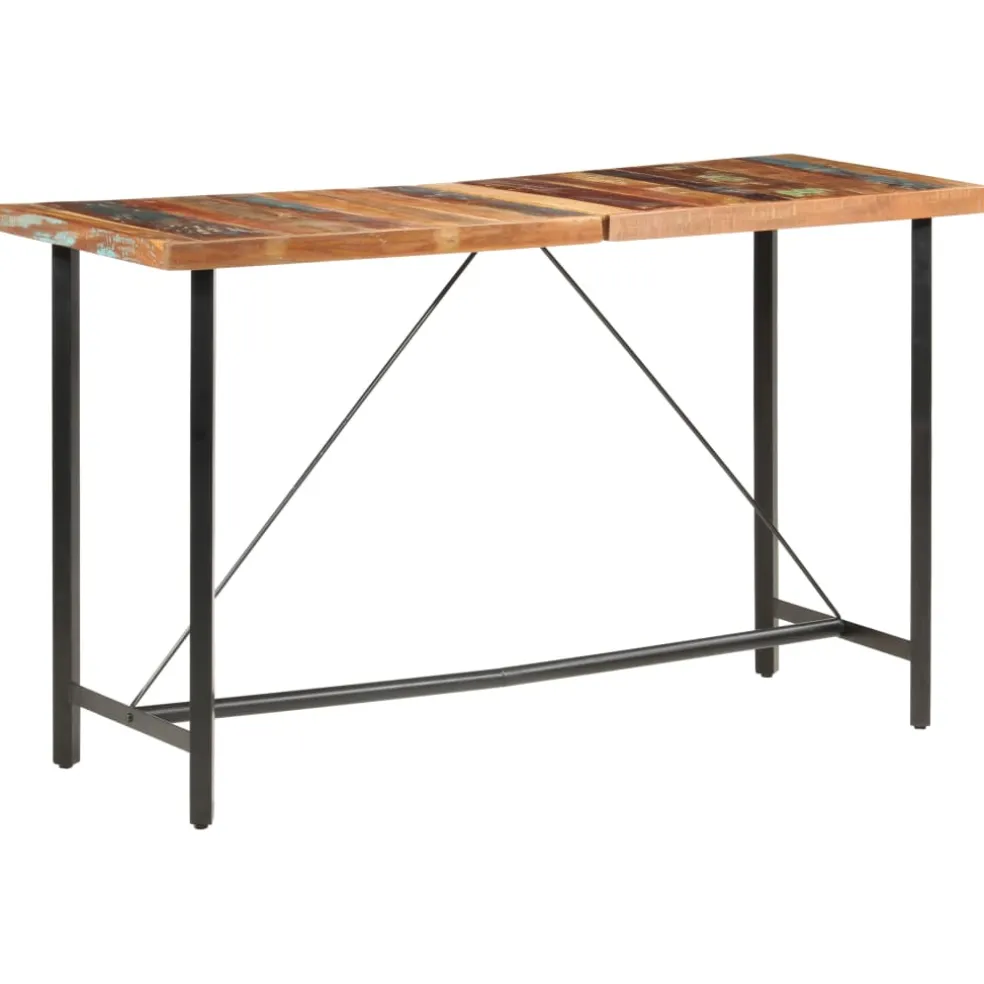 vidaXL 9-delige Barset massief gerecycled hout en echt leer