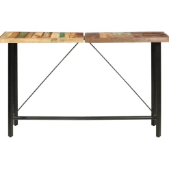 vidaXL 9-delige Barset massief gerecycled hout en echt leer