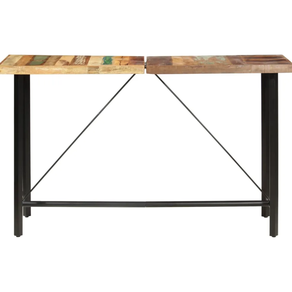 vidaXL 9-delige Barset massief gerecycled hout en echt leer