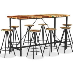 vidaXL 9-delige Barset massief gerecycled hout