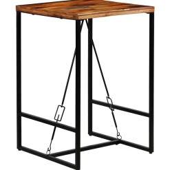 vidaXL 3-delige Barset massief gerecycled hout en echt geitenleer