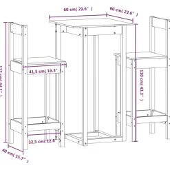 vidaXL 5-delige Barset massief grenenhout