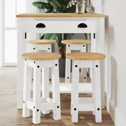 vidaXL 5-delige Barset massief grenenhout wit