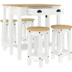 vidaXL 5-delige Barset massief grenenhout wit