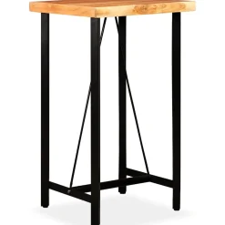 vidaXL 3-delige Barset massief acaciahout, echt leer en canvas