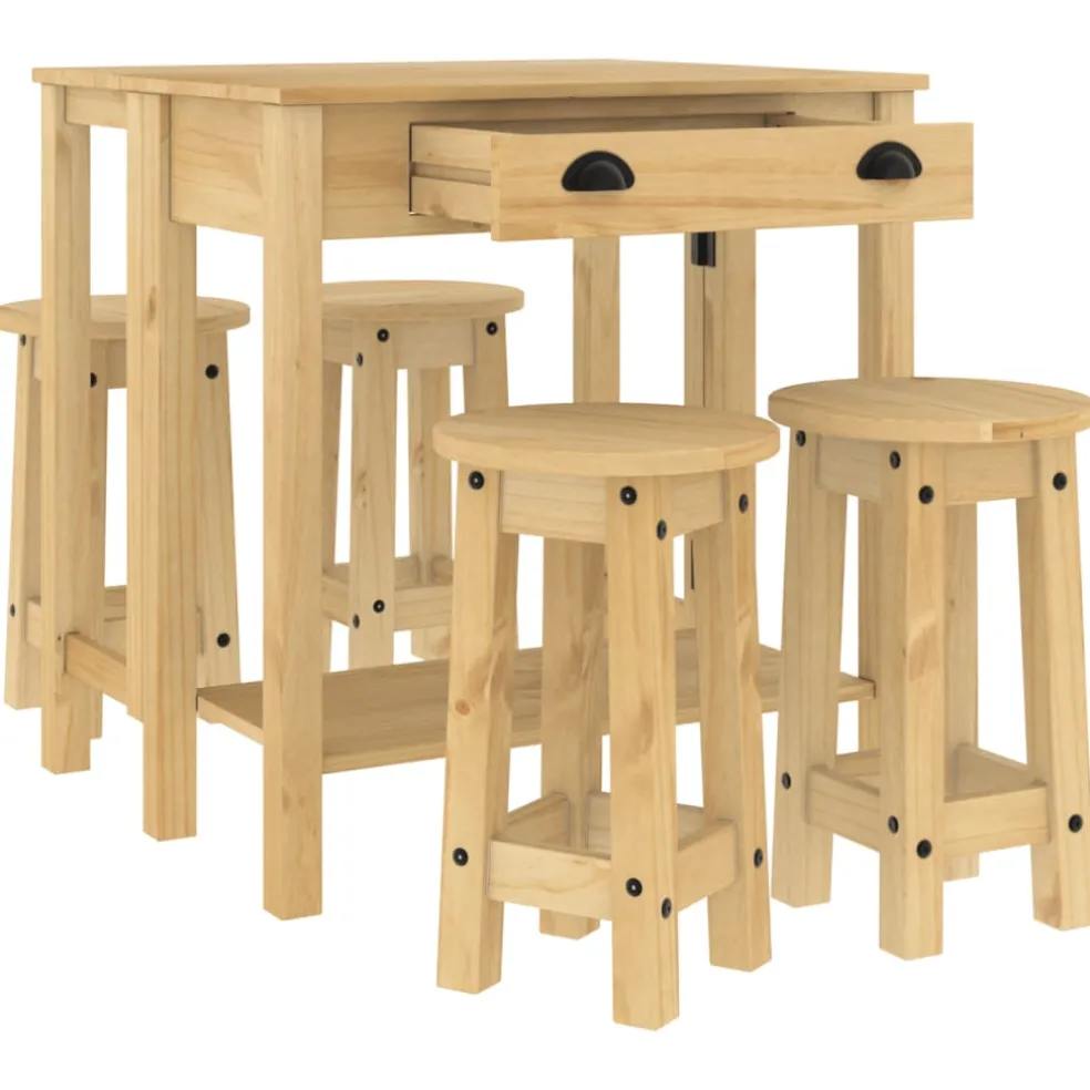 vidaXL 5-delige Barset massief grenenhout