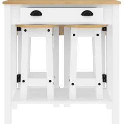 vidaXL 3-delige Barset massief grenenhout wit