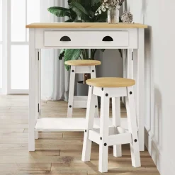 vidaXL 3-delige Barset massief grenenhout wit