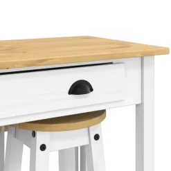 vidaXL 3-delige Barset massief grenenhout wit