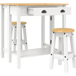 vidaXL 3-delige Barset massief grenenhout wit