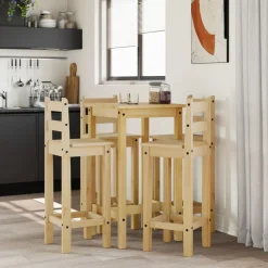 vidaXL 5-delige Barset massief grenenhout