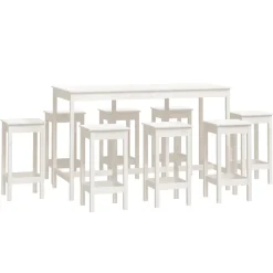 vidaXL 9-delige Barset massief grenenhout wit