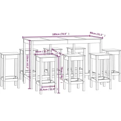 vidaXL 9-delige Barset massief grenenhout wit