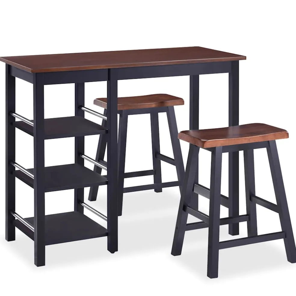vidaXL 3-delige Barset MDF zwart