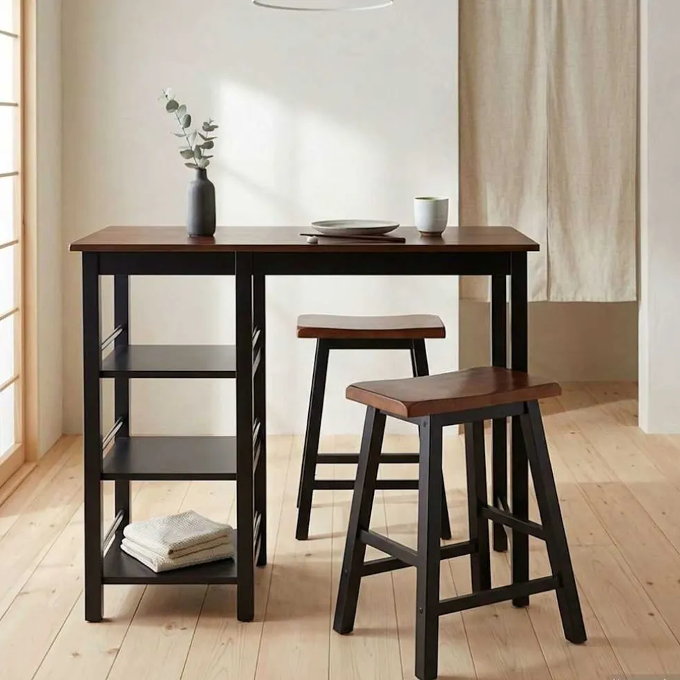 vidaXL 3-delige Barset MDF zwart