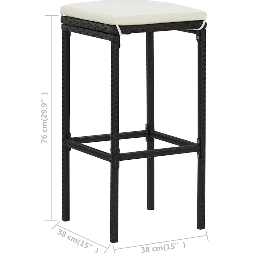 vidaXL 3-delige Barset poly rattan zwart