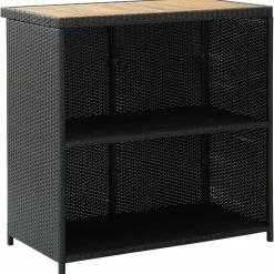 vidaXL 3-delige Barset poly rattan zwart