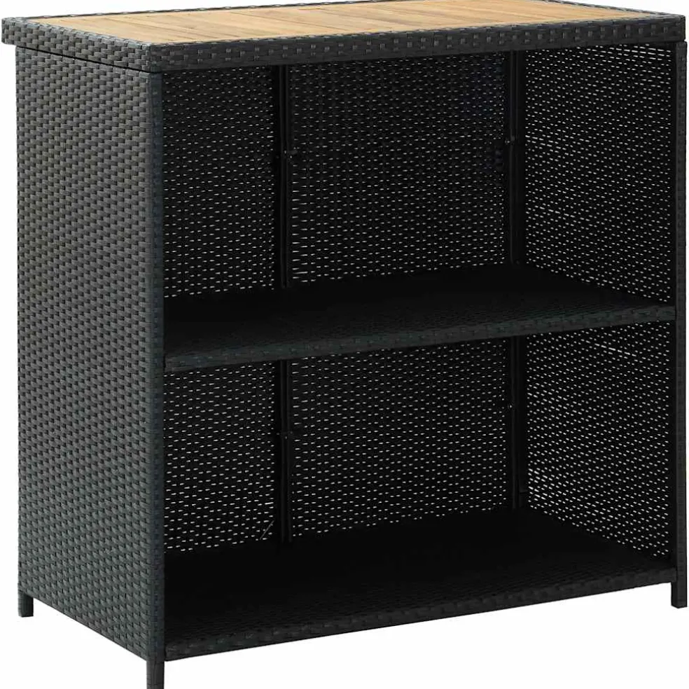 vidaXL 3-delige Barset poly rattan zwart