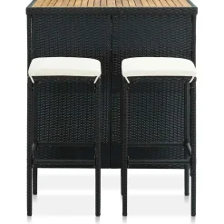 vidaXL 3-delige Barset poly rattan zwart