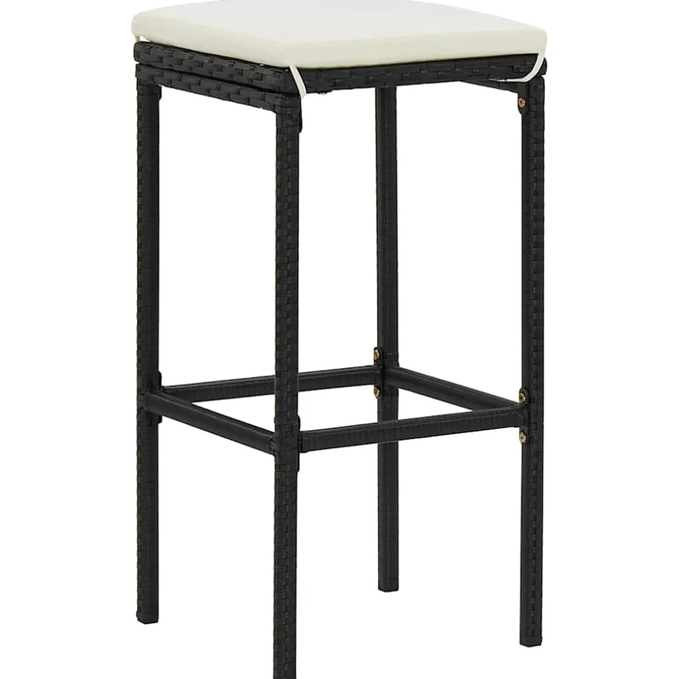 vidaXL 3-delige Barset poly rattan zwart