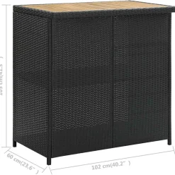 vidaXL 3-delige Barset poly rattan zwart
