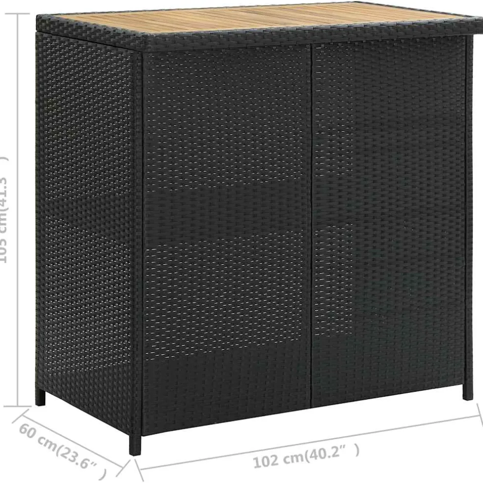 vidaXL 3-delige Barset poly rattan zwart