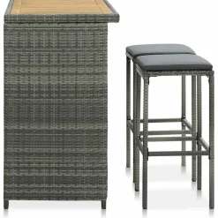 vidaXL 3-delige Barset poly rattan grijs