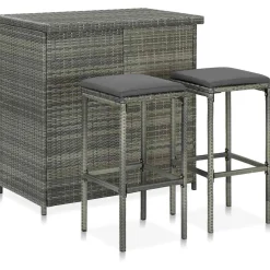 vidaXL 3-delige Barset poly rattan grijs