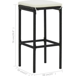 vidaXL 3-delige Barset poly rattan zwart