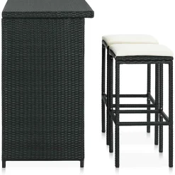vidaXL 3-delige Barset poly rattan zwart