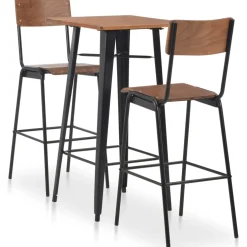 vidaXL 3-delige Barset staal bruin zwart