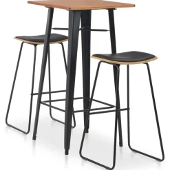 vidaXL 3-delige Barset staal zwart
