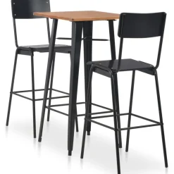 vidaXL 3-delige Barset staal zwart