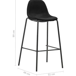vidaXL 3-delige Barset stof zwart