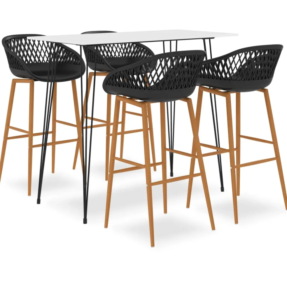 vidaXL 5-delige Barset wit en zwart