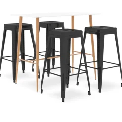 vidaXL 5-delige Barset wit en zwart