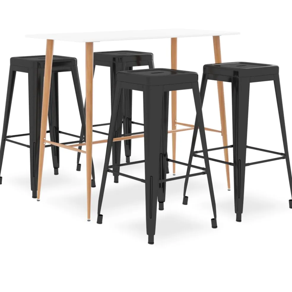 vidaXL 5-delige Barset wit en zwart