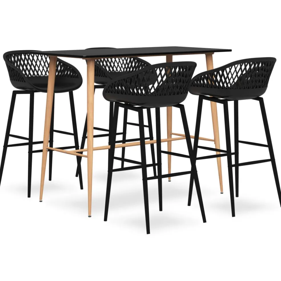 vidaXL 5-delige Barset zwart