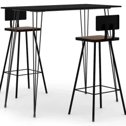 vidaXL 3-delige Barset zwart