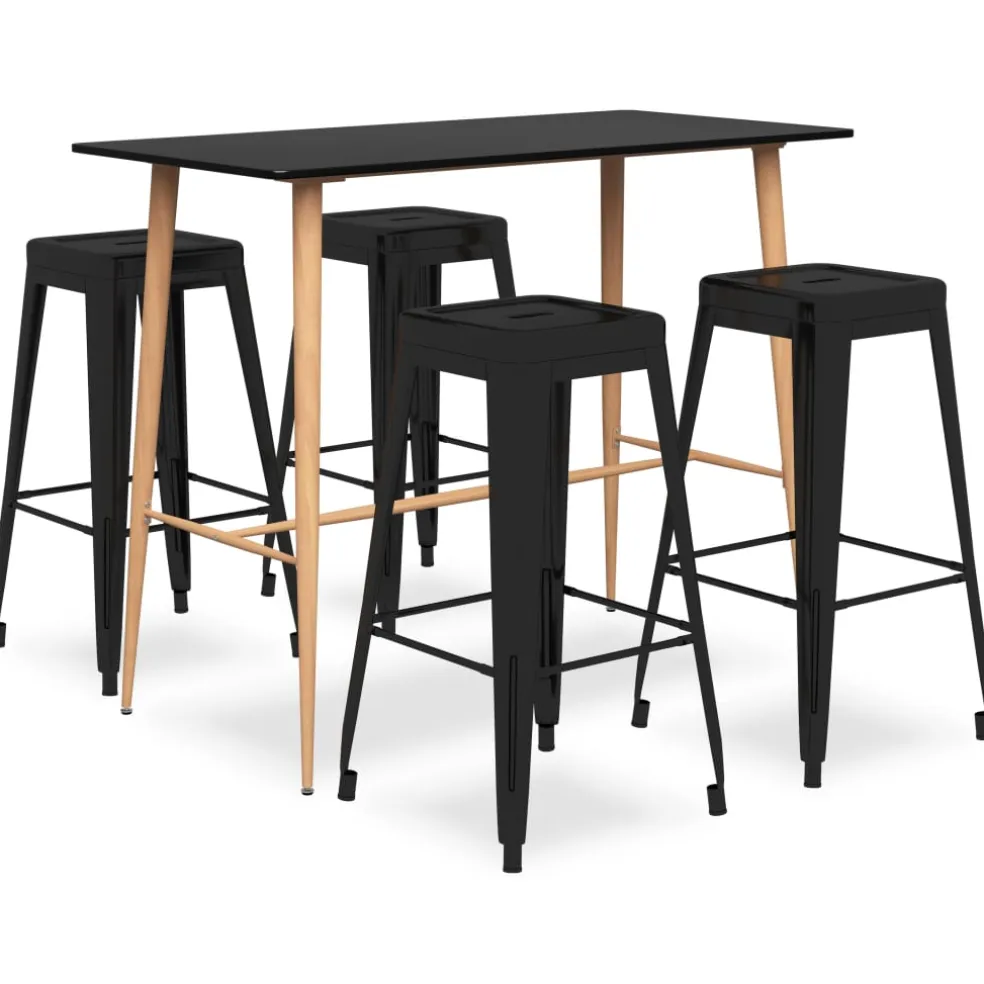 vidaXL 5-delige Barset zwart