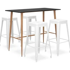 vidaXL 5-delige Barset zwart en wit