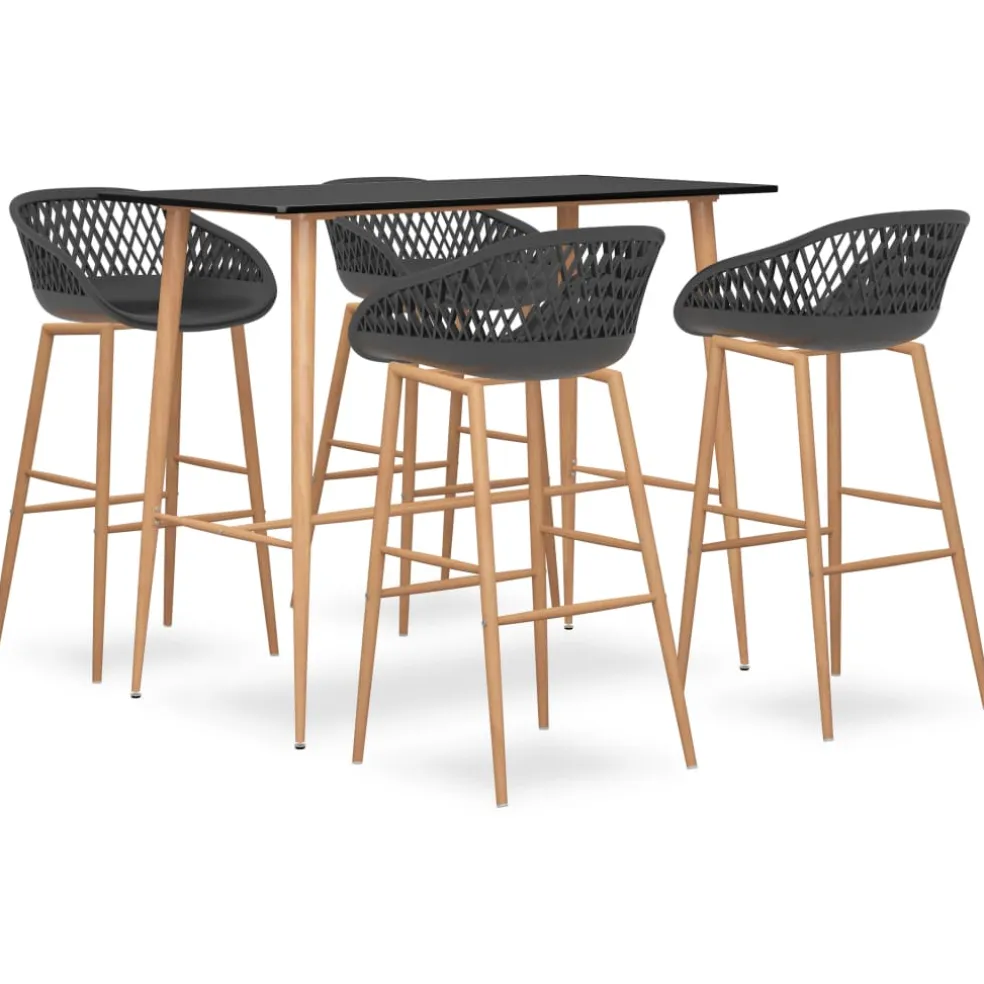 vidaXL 5-delige Barset zwart en grijs