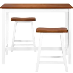 vidaXL 3-delige Bartafel en -krukkenset massief hout