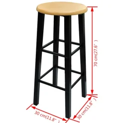 vidaXL 3-delige Bartafel en -krukkenset massief hout en staal