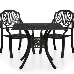 vidaXL 3-delige Bistroset gietaluminium zwart