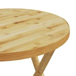 vidaXL 3-delige Bistroset inklapbaar met kussens bamboe crèmewit
